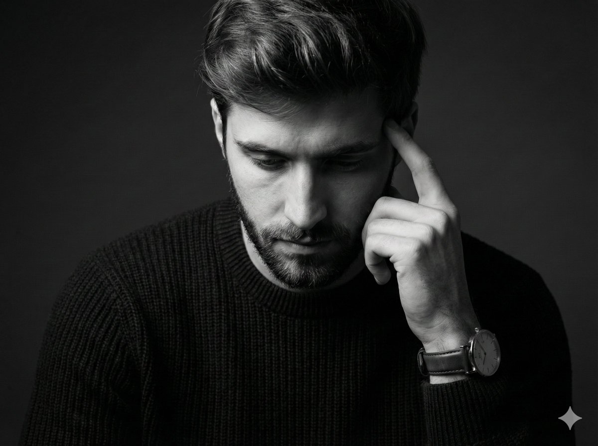 Monochrome Pensive Male Portrait (Fine Art Style)