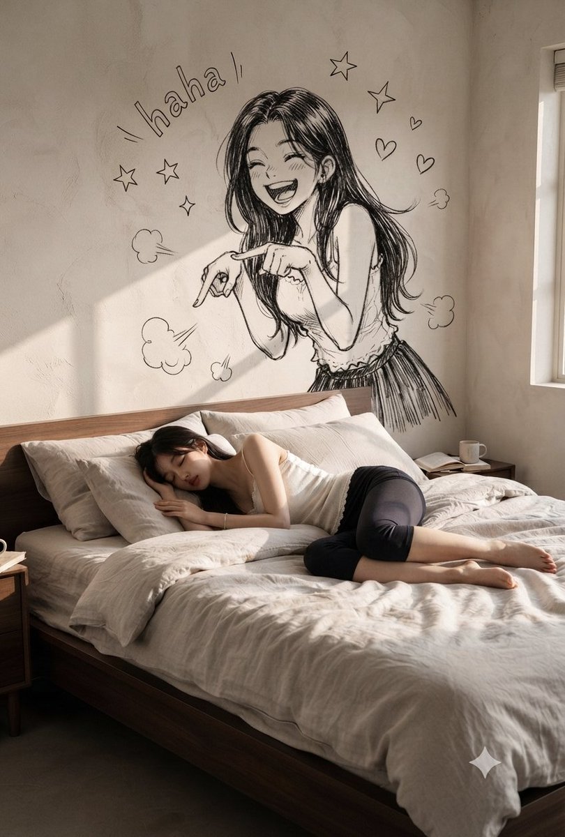 Serene Bedroom with Anime Wall Art