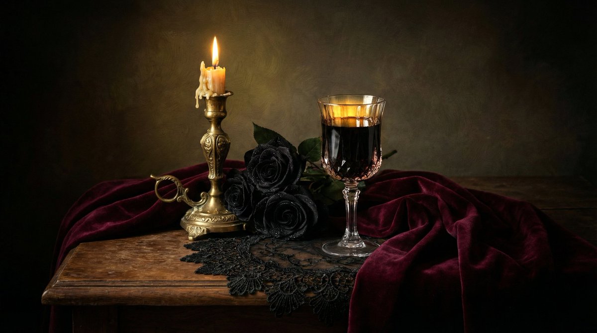 Dark Romantic Tabletop Composition Prompt 3