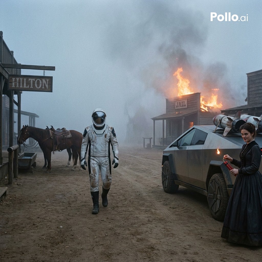 Wild West Sci-Fi Time Travel Scene Prompt 2