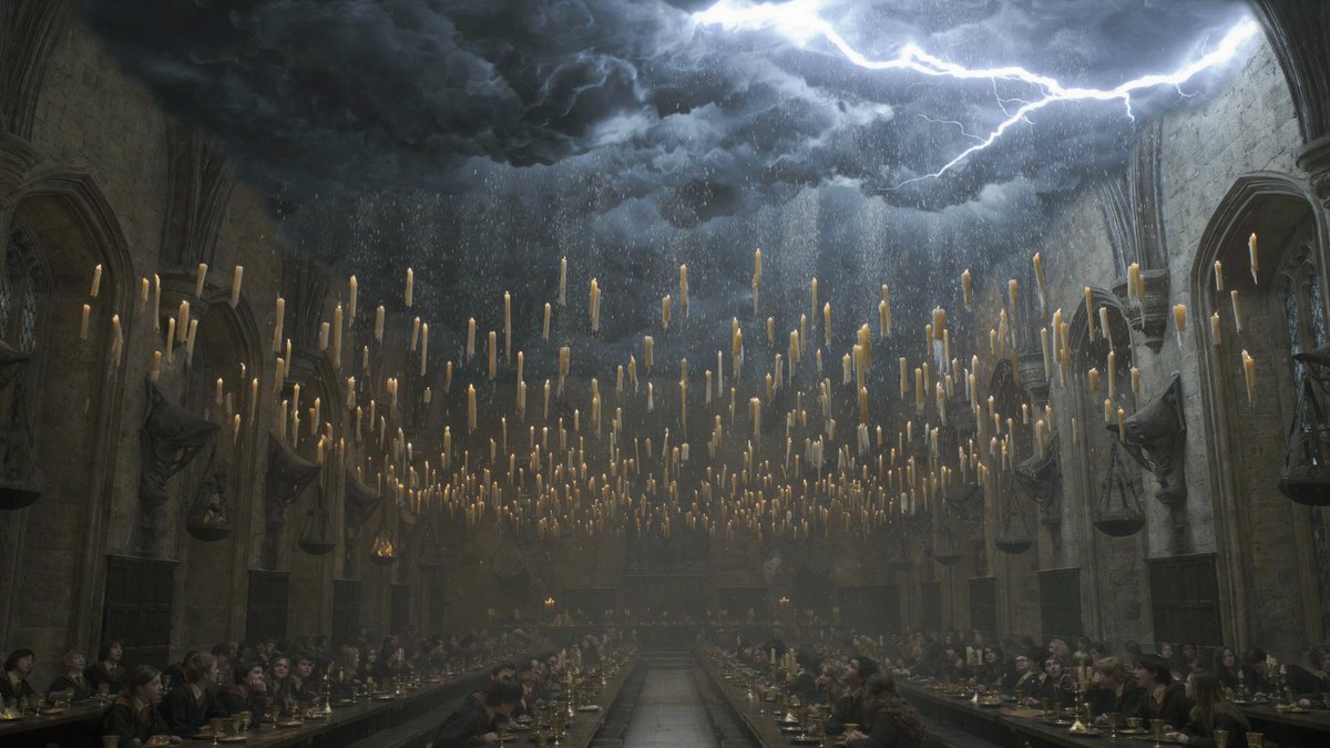 Hogwarts Great Hall during a thunderstorm 3