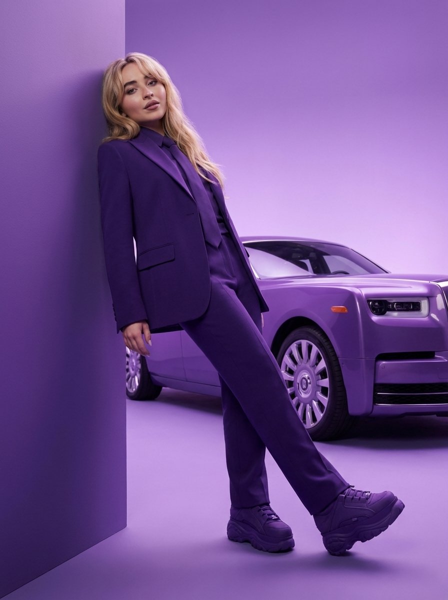 High-Fashion Editorial Portrait with Monochrome Purple Aesthetic 2