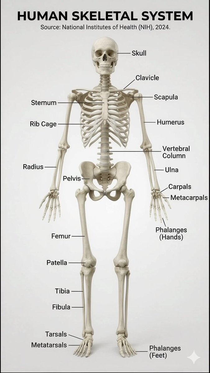 Realistic human skeletal system infographic