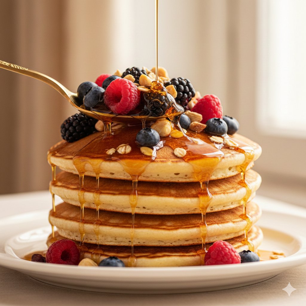 Ultra-luxury Food Commercial Video Prompt (Pancakes)