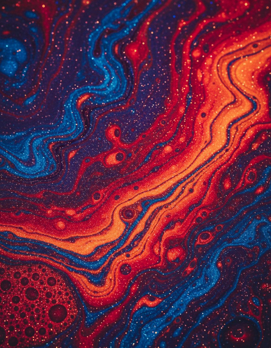 Abstract Iridescent Swirling Color Mixture
