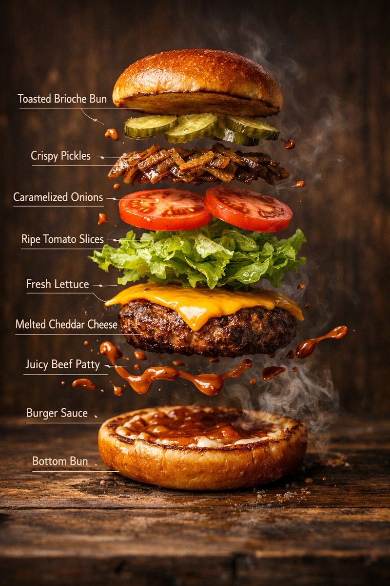 Hyper-Realistic Gourmet Burger Infographic 3