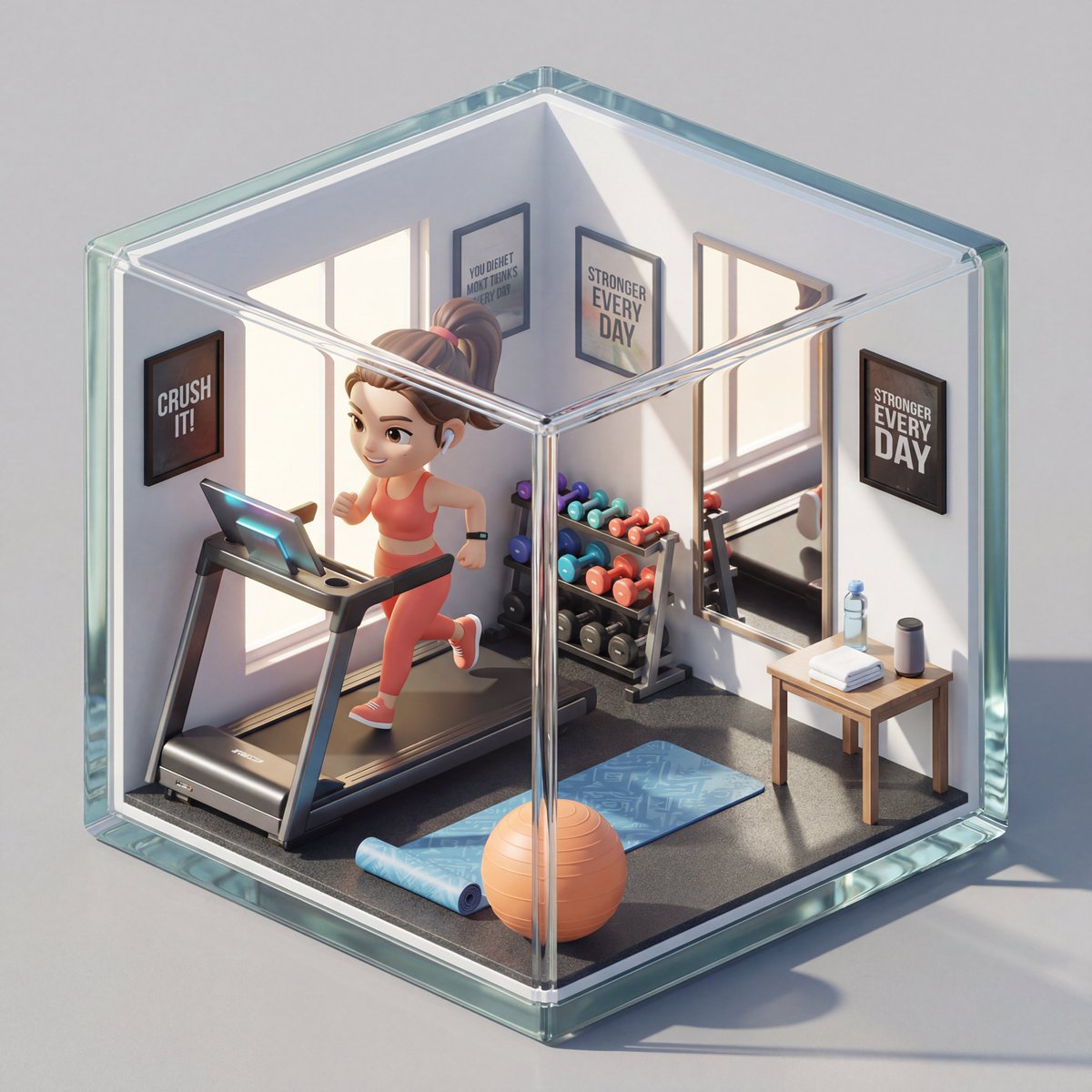 Isometric 3D Miniature Room with Chibi Character Prompt 3