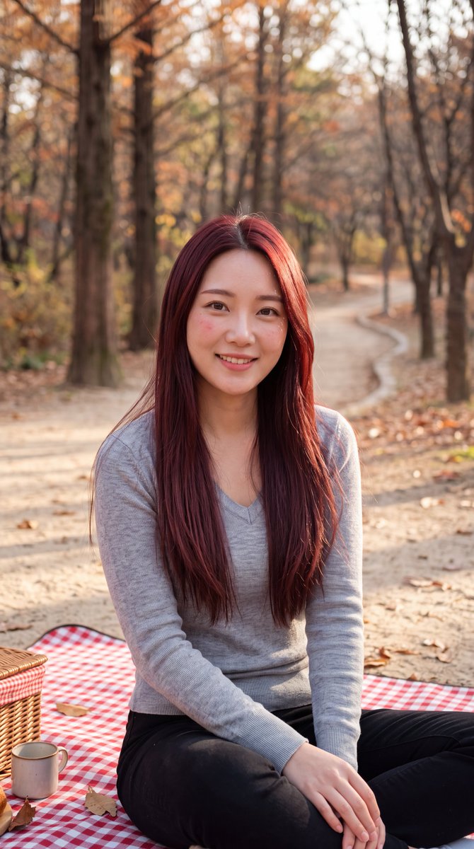 Burgundy Hair Portrait in Park 2