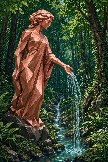 Copper Statue Acrylic Animation Prompt