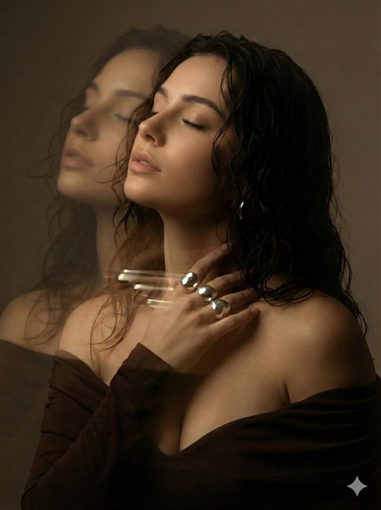 Ethereal Portrait with Motion Blur and Double Exposure