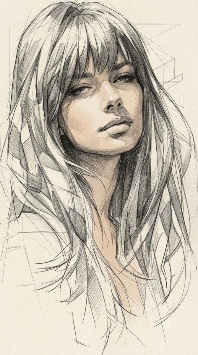 High-Contrast Monochrome Portrait Sketch