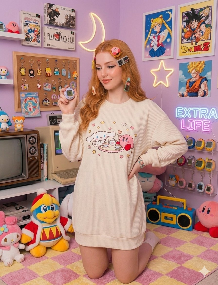 Nostalgic Gamer Girl Room Portrait 4
