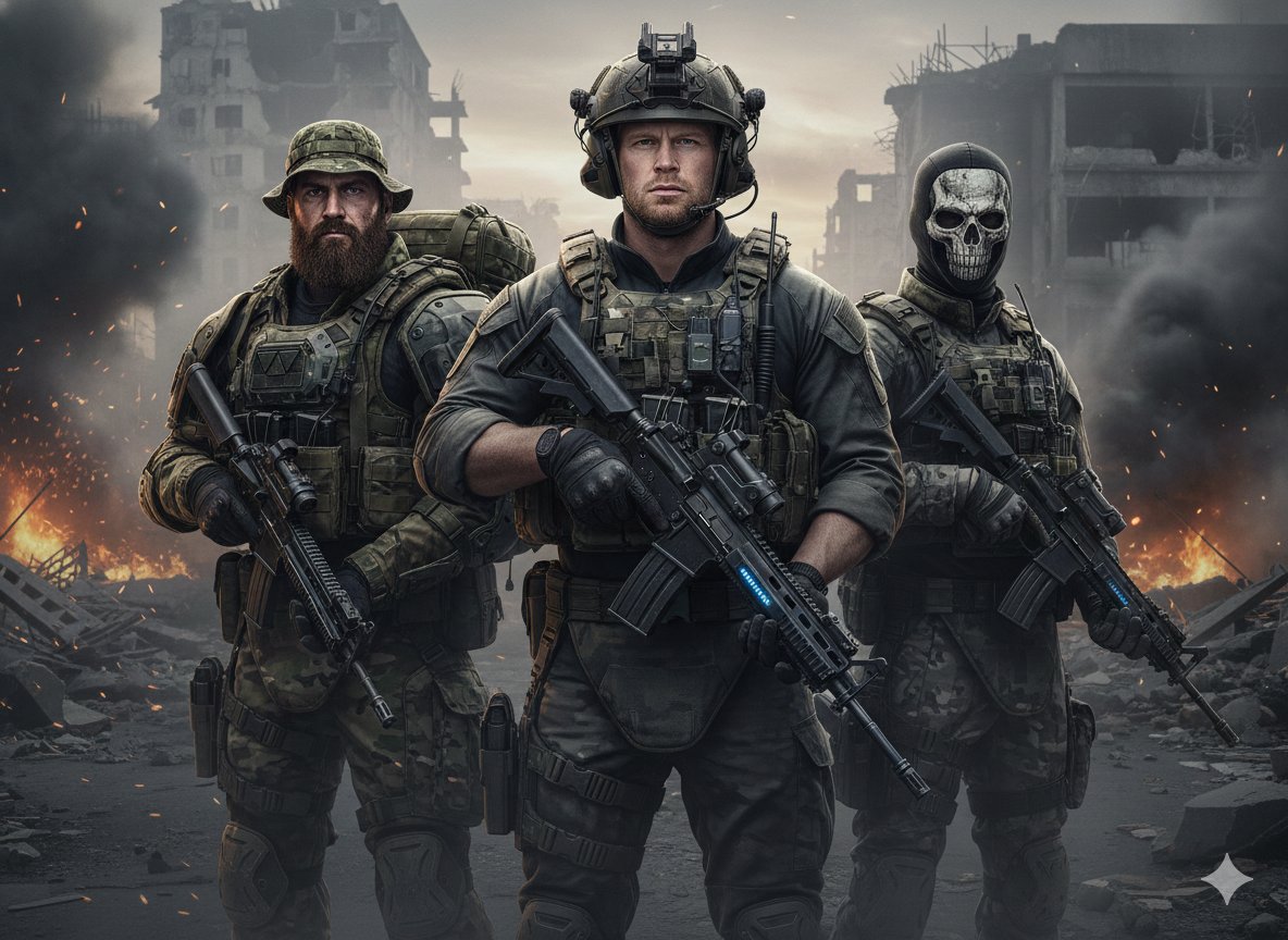 Hyper-Realistic Military Squad Portrait