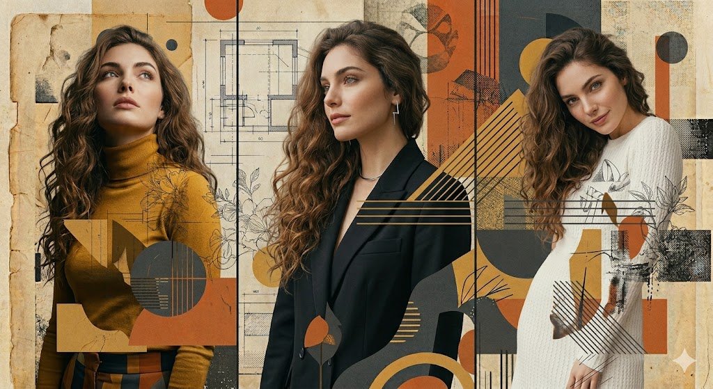 Three-Panel Mixed-Media Fashion Composition