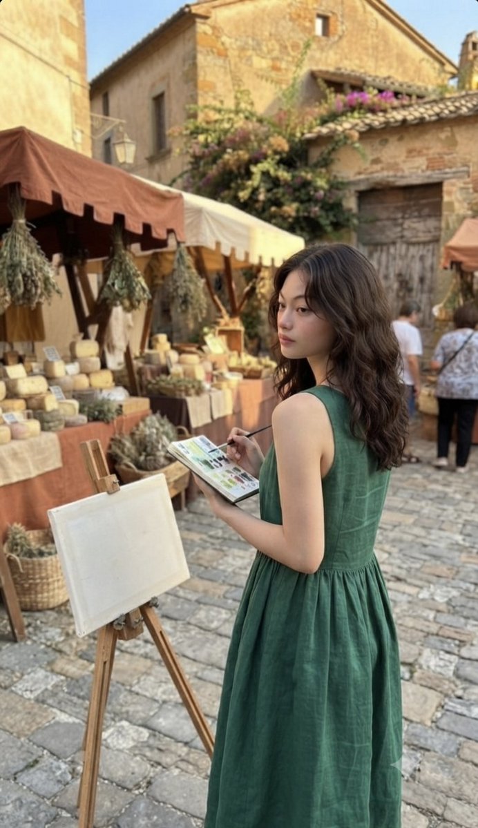 European Marketplace Painting Scene 2