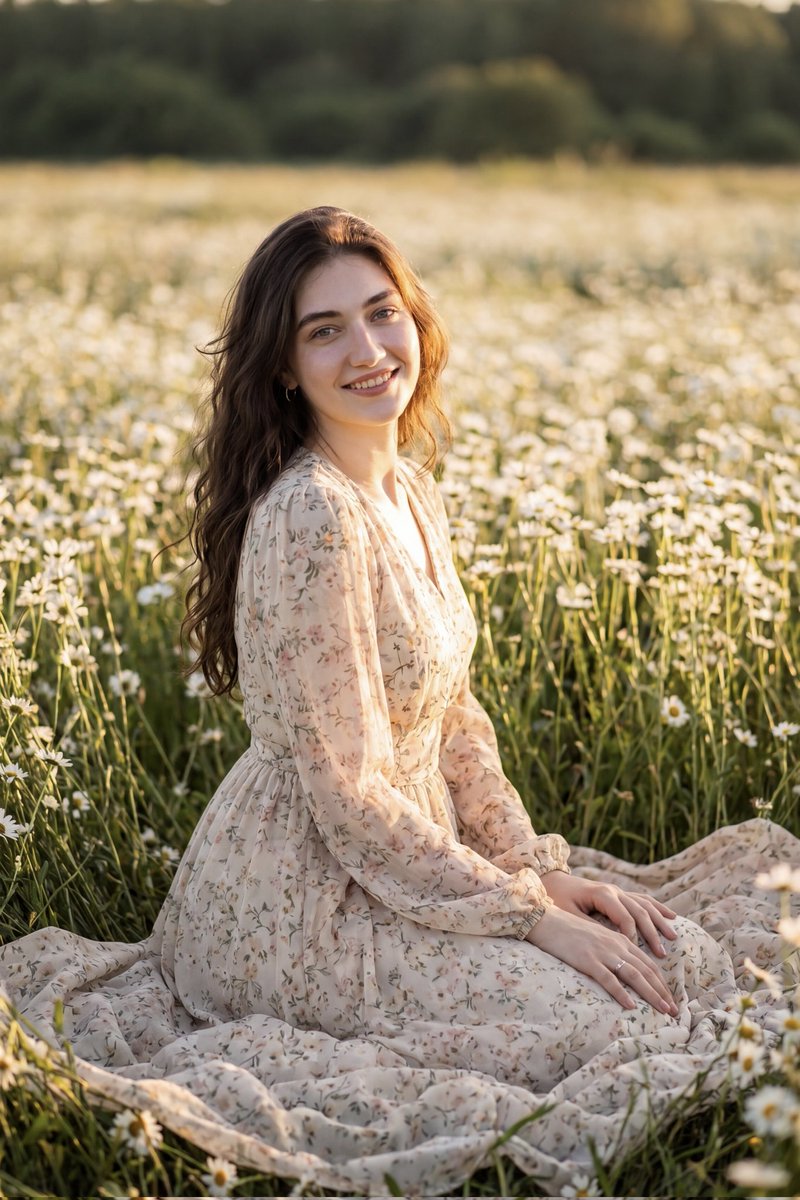 Golden Hour Daisy Field Portrait 3