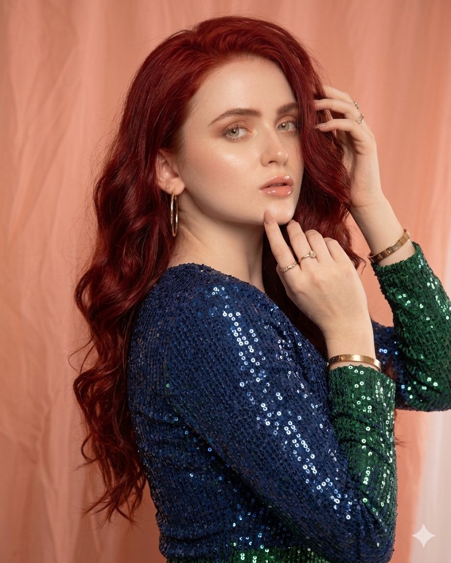 Glamorous High-Fashion Portrait with Gradient Sequin Dress 3
