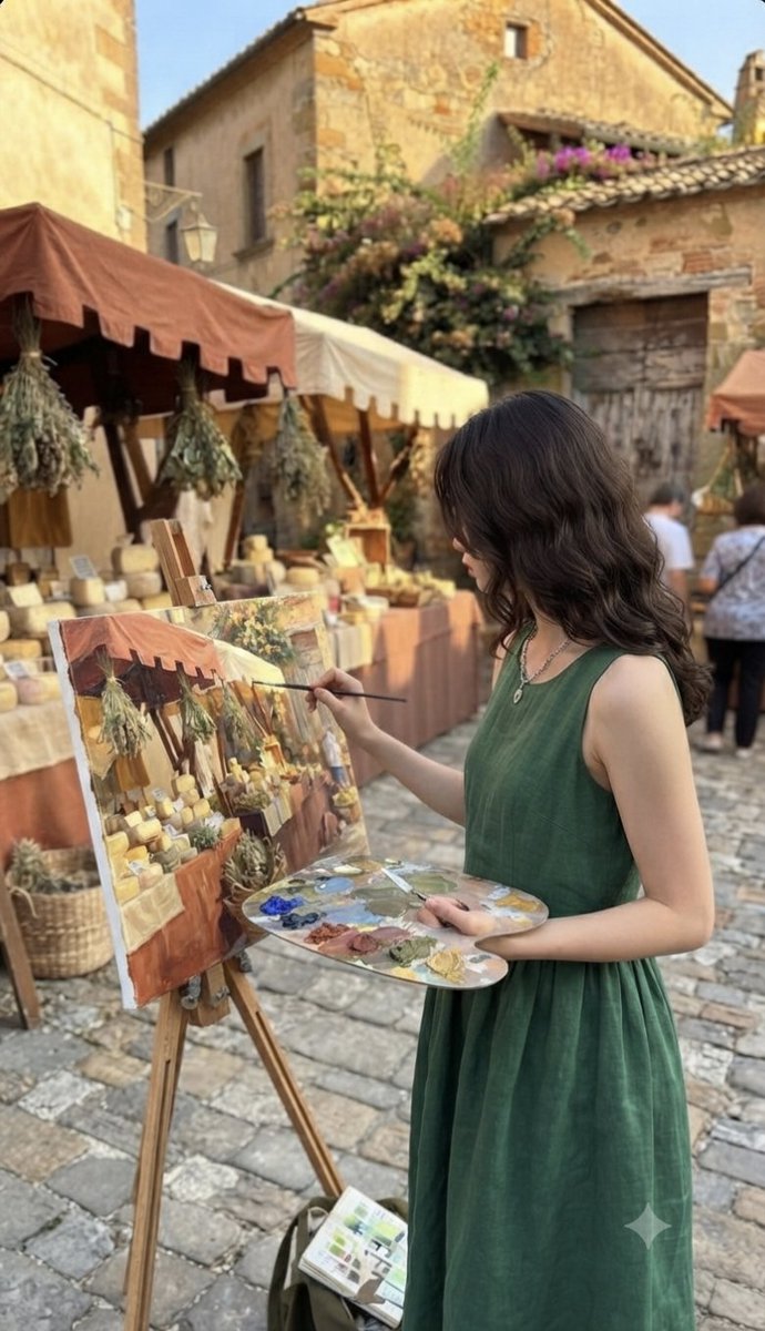 European Marketplace Painting Scene 3