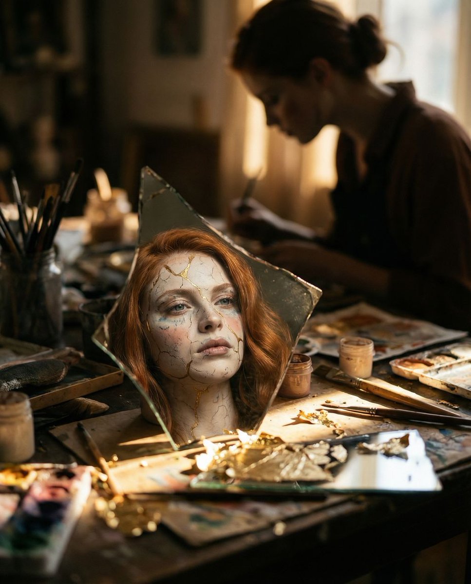 Reflected Relic: Surreal Artisan Portrait 2
