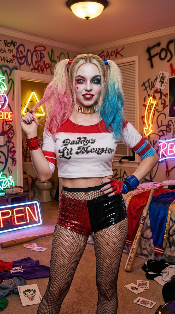 Voluptuous Harley Quinn Cosplay Portrait Prompt 2