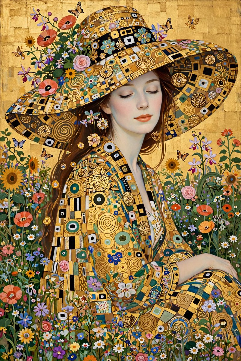 Klimt Style Woman Summer Garden 3