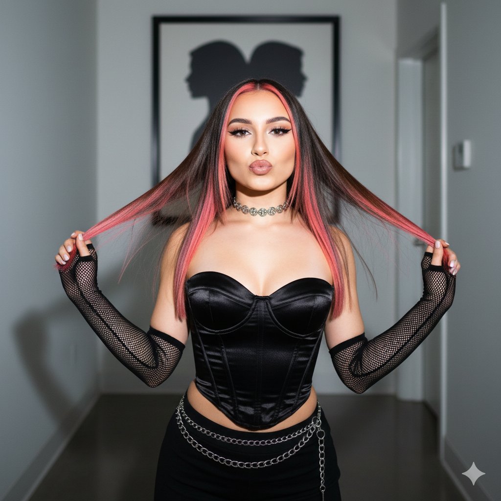 Y2K Influencer Flash Photography Portrait