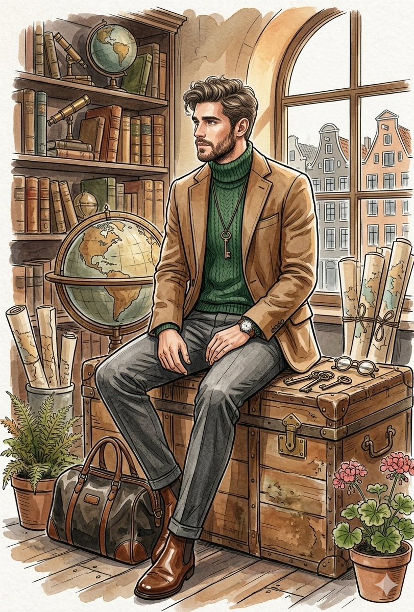 Vintage Explorer Watercolor Illustration 2