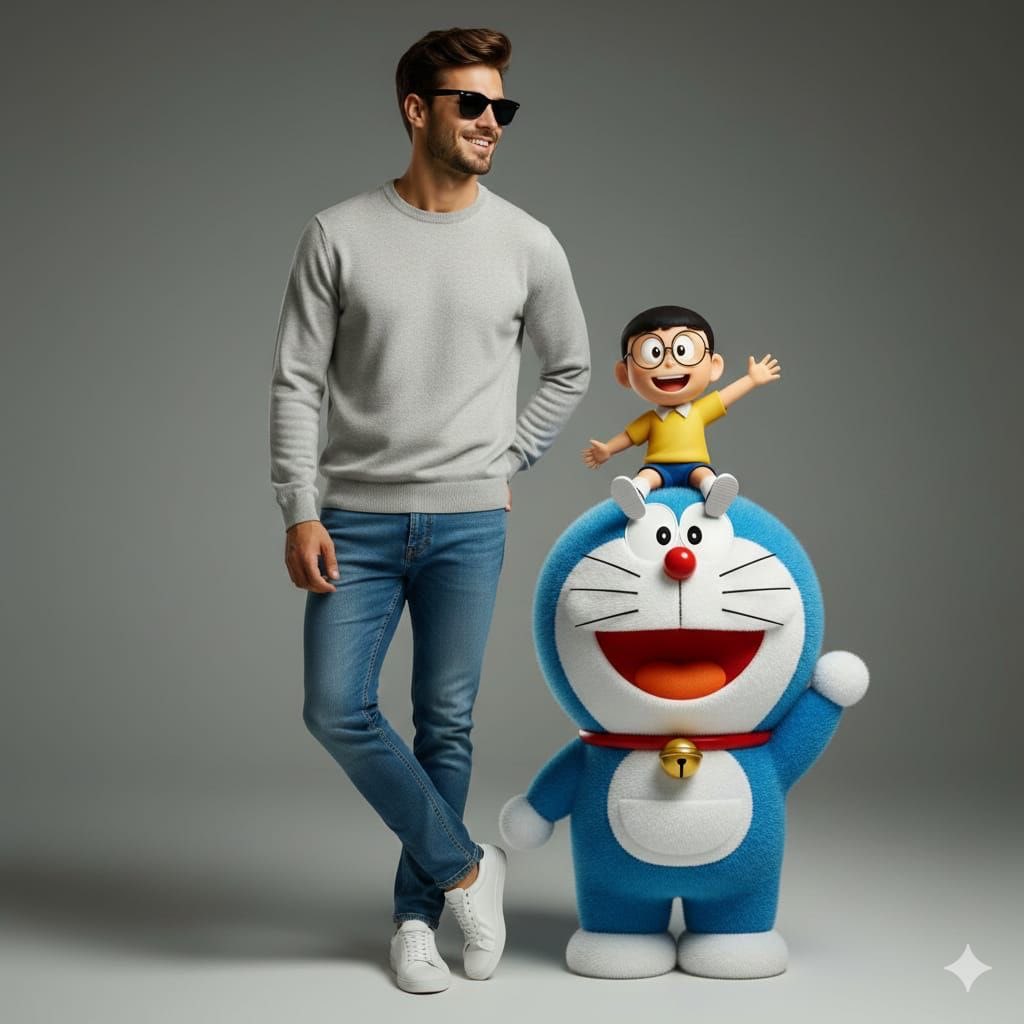 Studio Portrait with Doraemon and Nobita Prompt