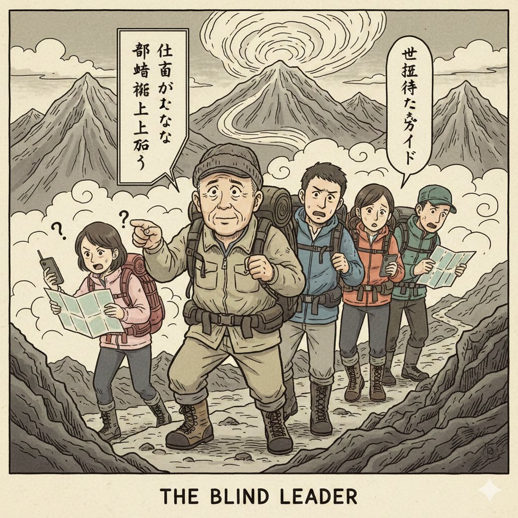 Illustrating a Showa-Era Boss as a Mountain Guide