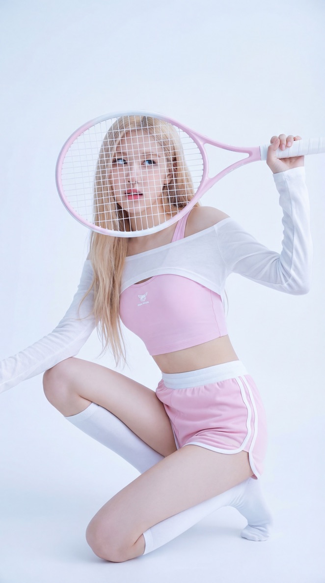 Rosé Tennis Portrait in Pastel Pink 2