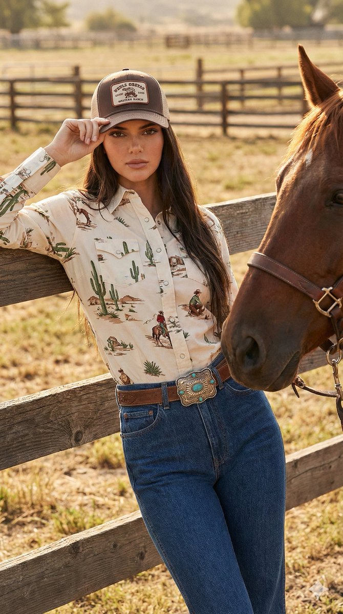 Kendall Jenner Rustic Western Chic Fashion Prompt 4