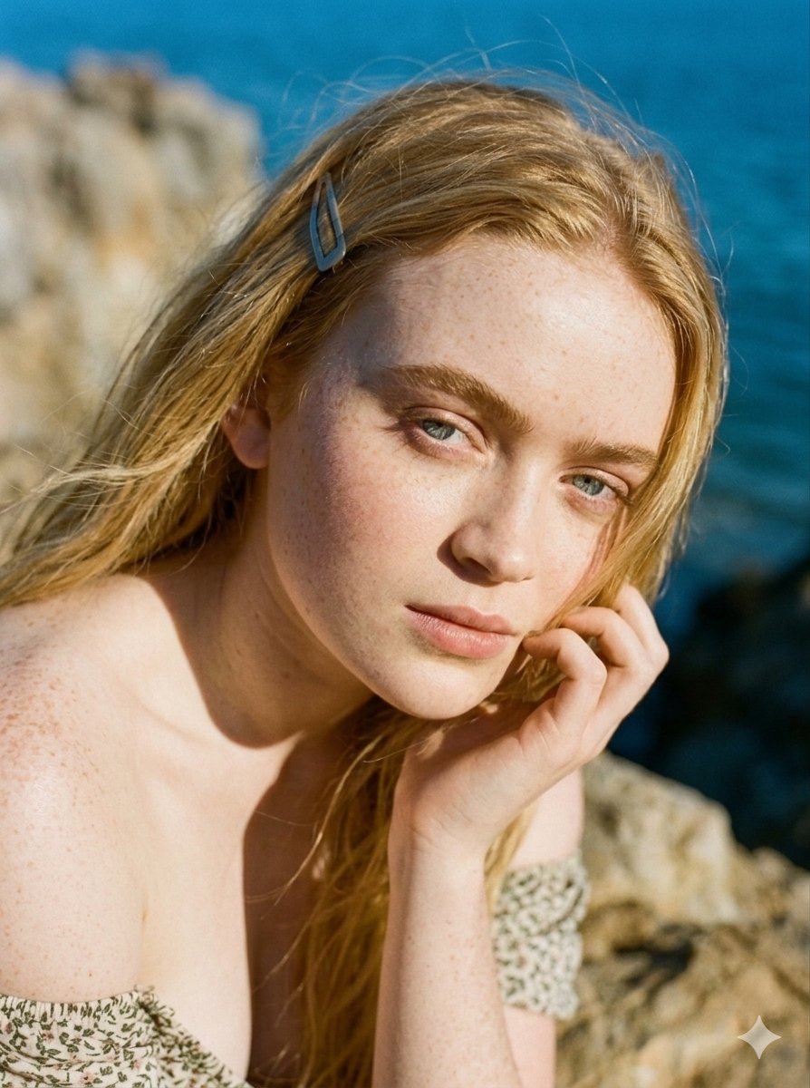Serene Coastal Cliff Floral Portrait 4