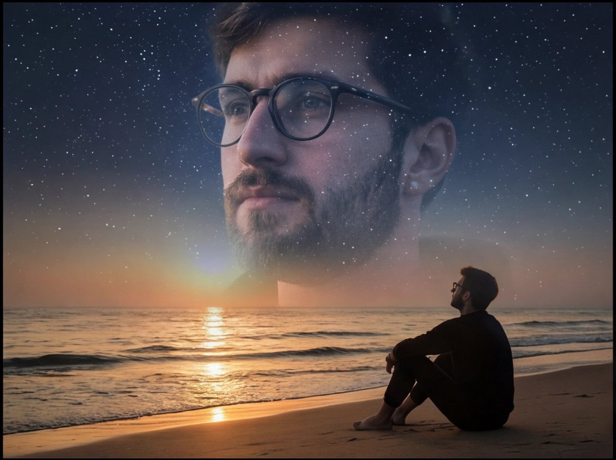 Cinematic Double-Exposure Beach Portrait 2