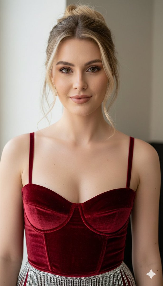 8K Ultra-High Definition Editorial Portrait in Ruby Red Velvet