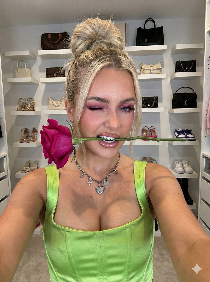 Influencer-Style Selfie Portrait with Rose and Detailed Environment 2