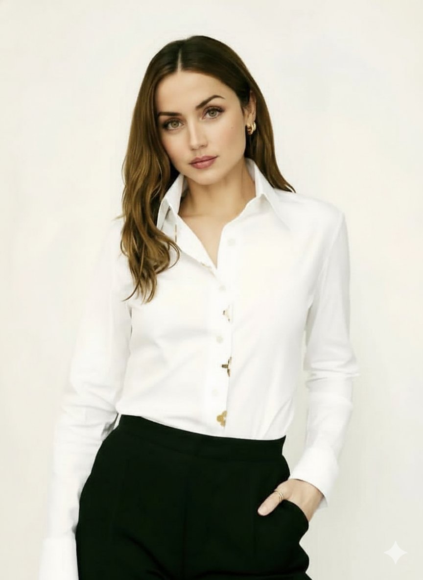 Ana de Armas Editorial Portrait in White Shirt 3