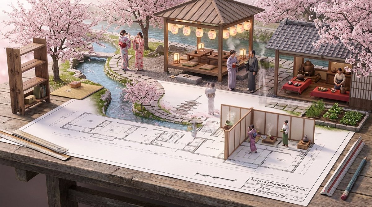 Architectural Blueprint to Miniature Japanese Inn Scene 3