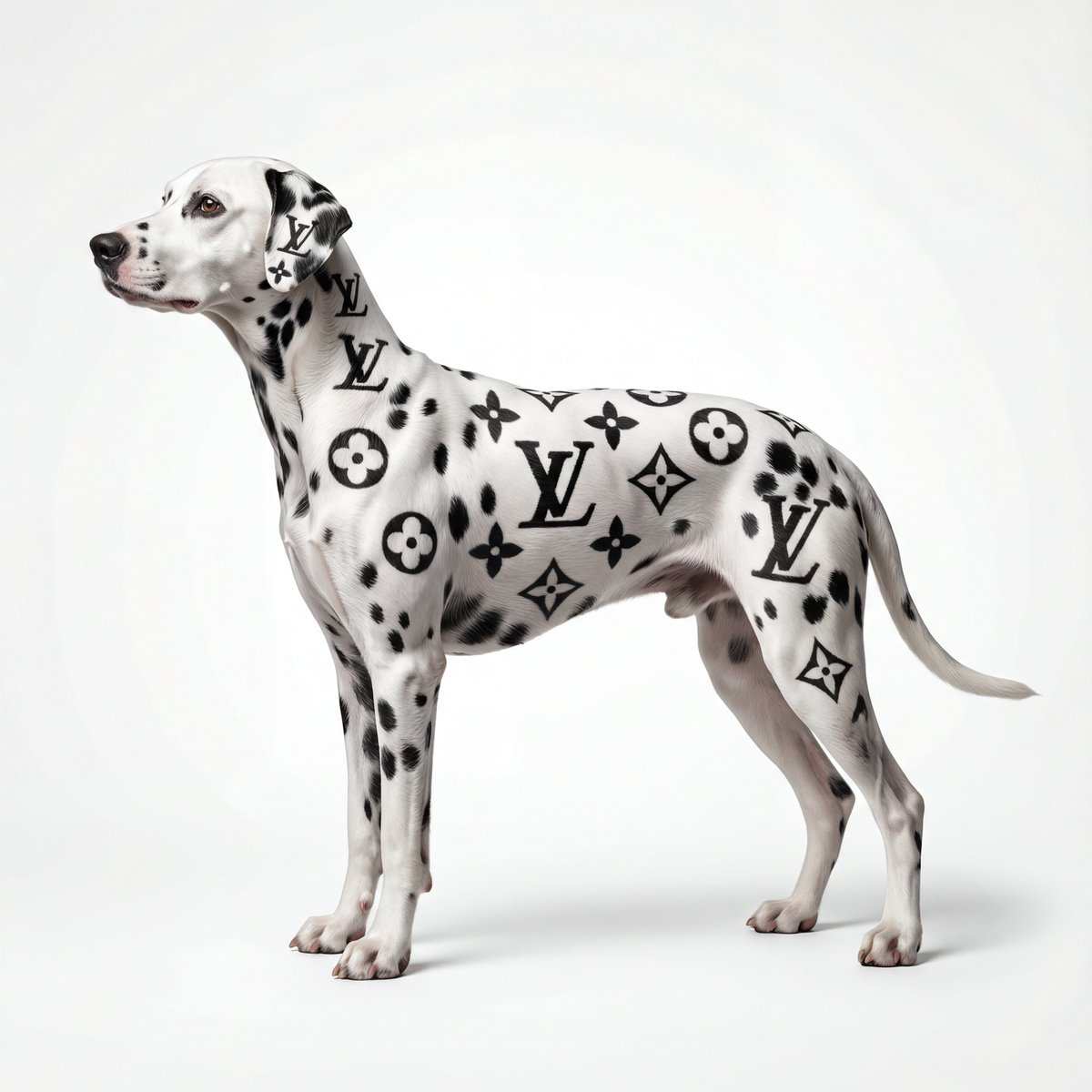 Museum-Quality Animal Portrait with Integrated Luxury Brand Pattern