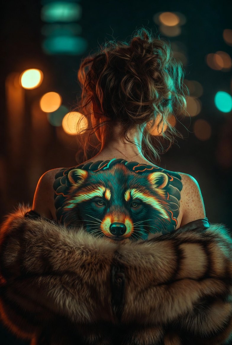Ultra-Realistic Cinematic Portrait with Neon Tattoo Prompt