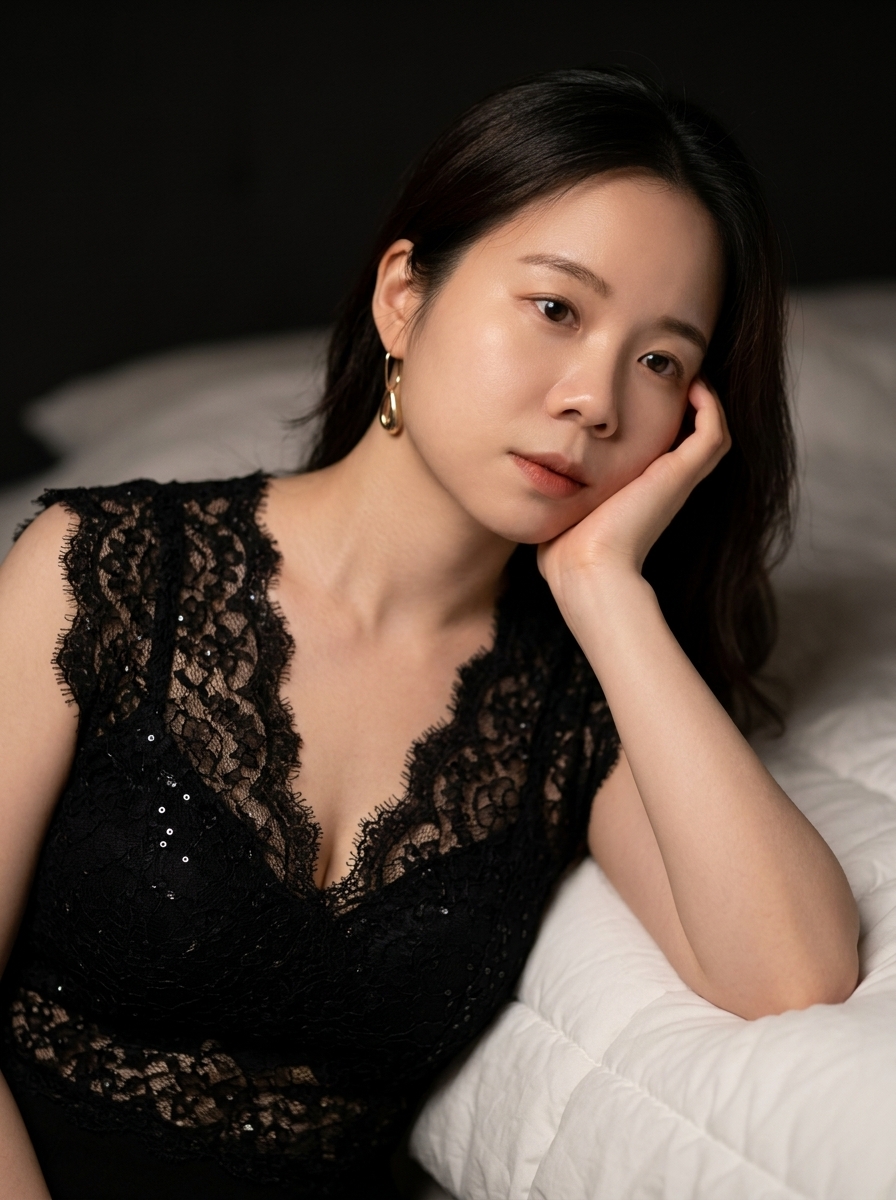 Moody East Asian Fashion Portrait in Bedroom 2