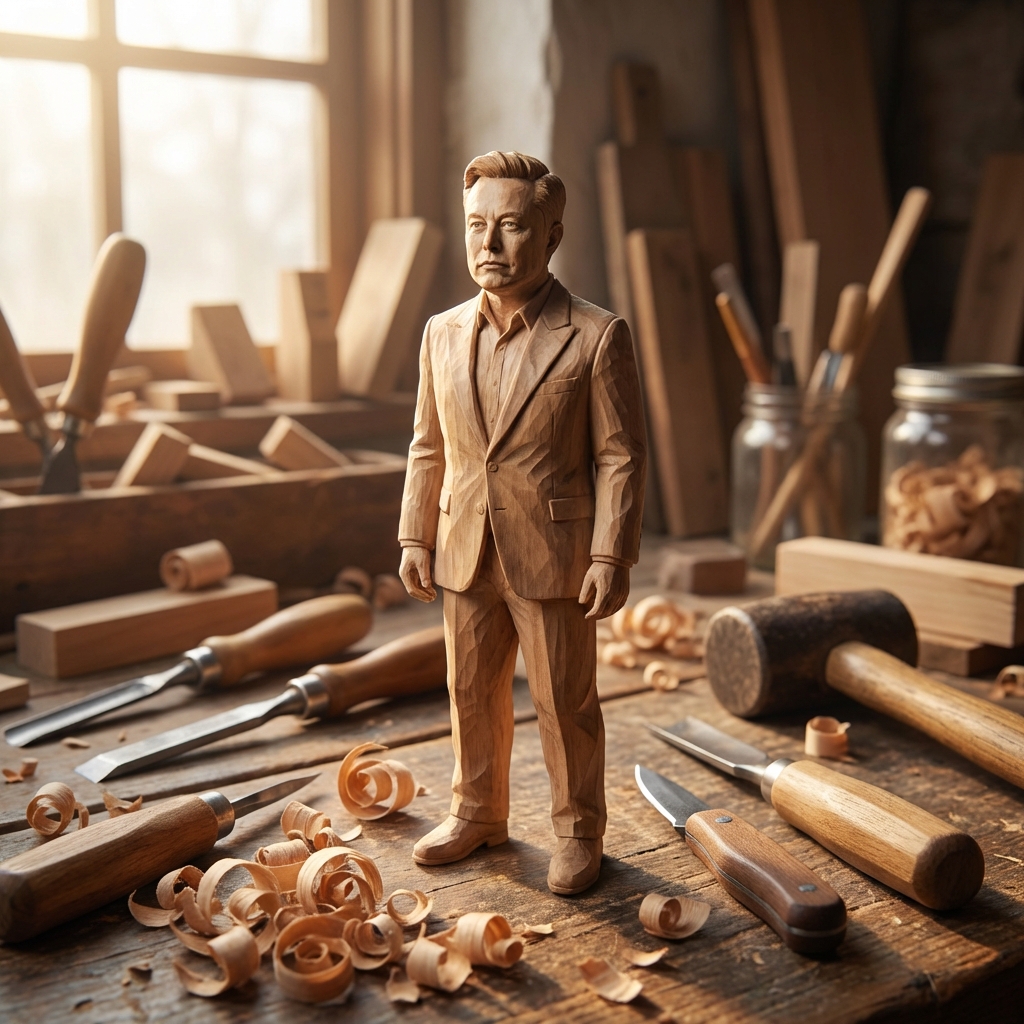 Hand-Carved Wooden Miniature Figure from Photo Reference