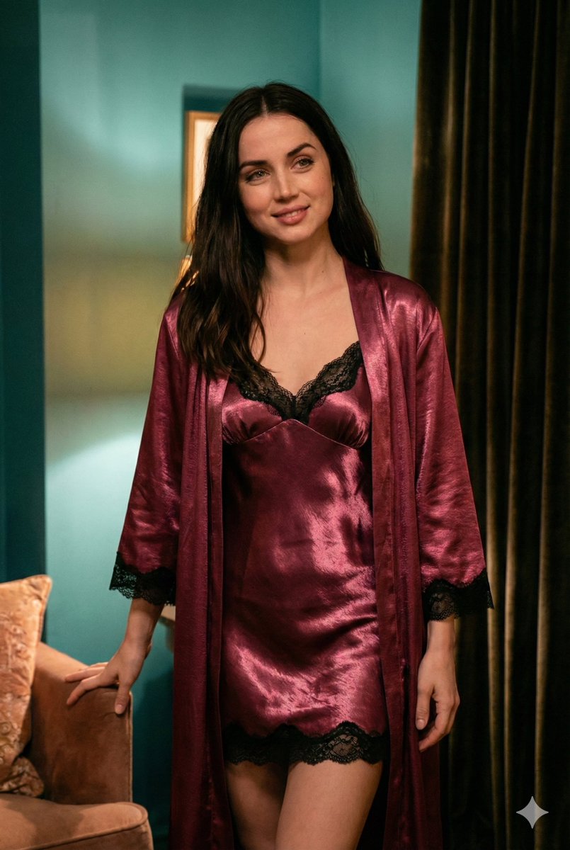 Ana de Armas Boudoir Portrait in Silk Nightwear 2