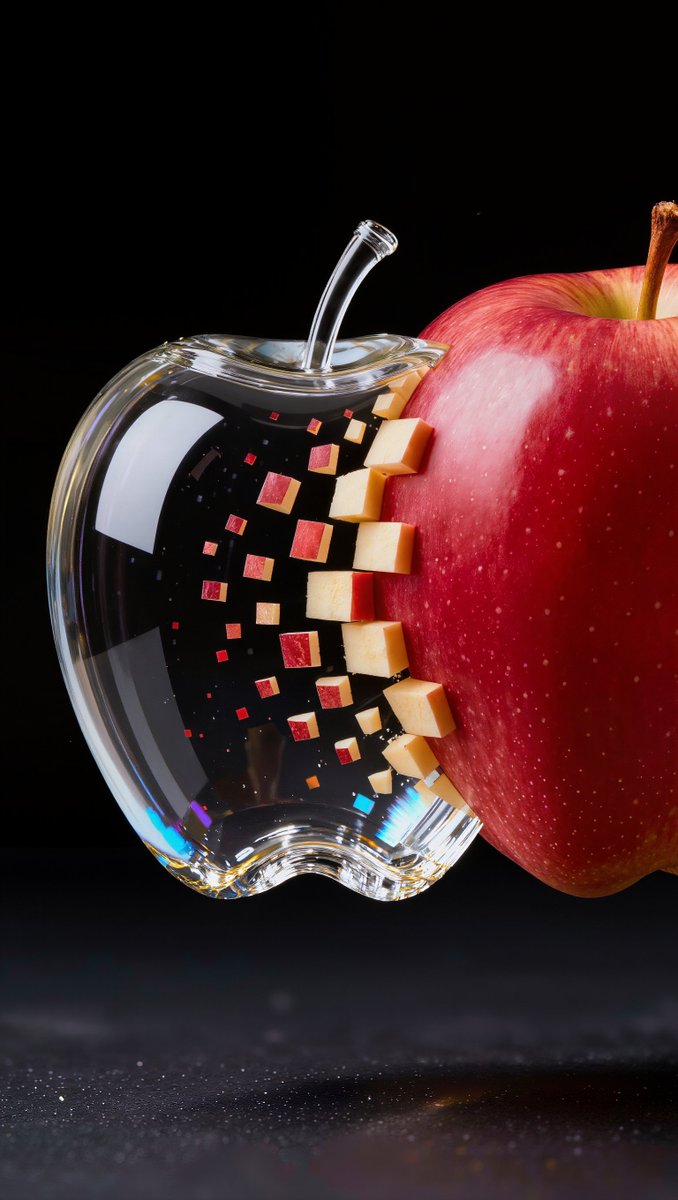 Prompt:
A single apple crossing a black void, mov