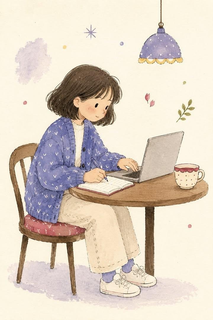 Infographic / Edu Visual - Folk Art Cafe Study Illustration Prompt 4