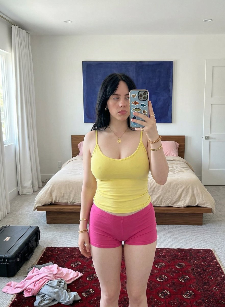 Mirror Selfie in Minimalist Bedroom with Vibrant Clothing 2