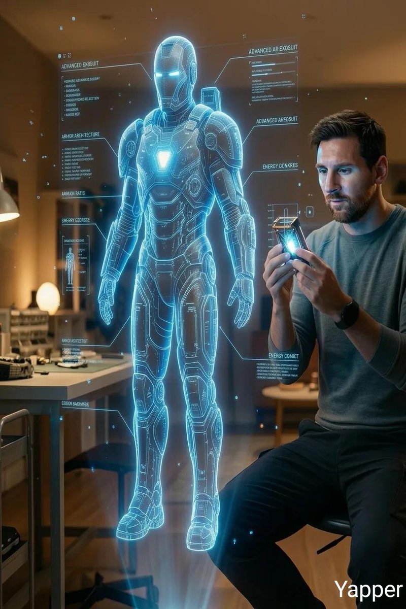 Futuristic Engineer with Holographic Exosuit 2