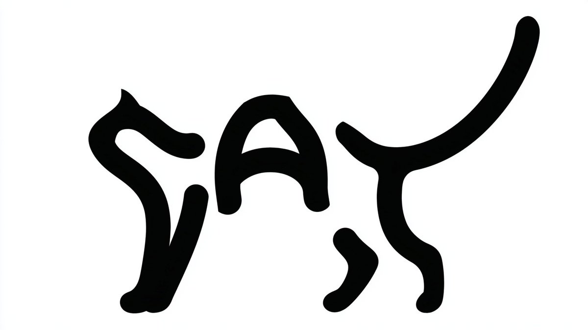 Monochrome Typographic Cat Illustration