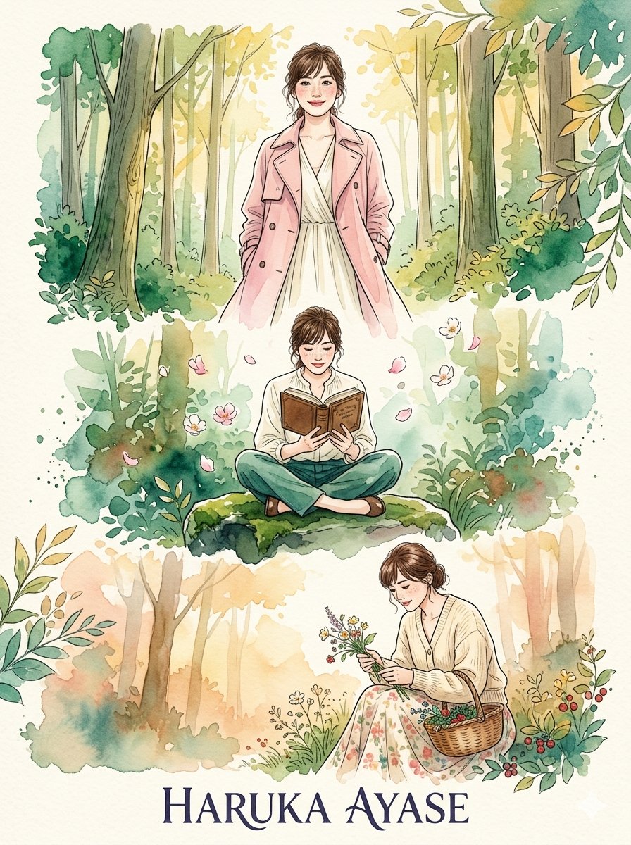 Whimsical Japanese Watercolor Portrait 2