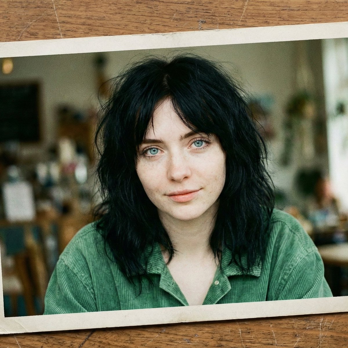 Nostalgic Film Print Portrait on Wooden Table