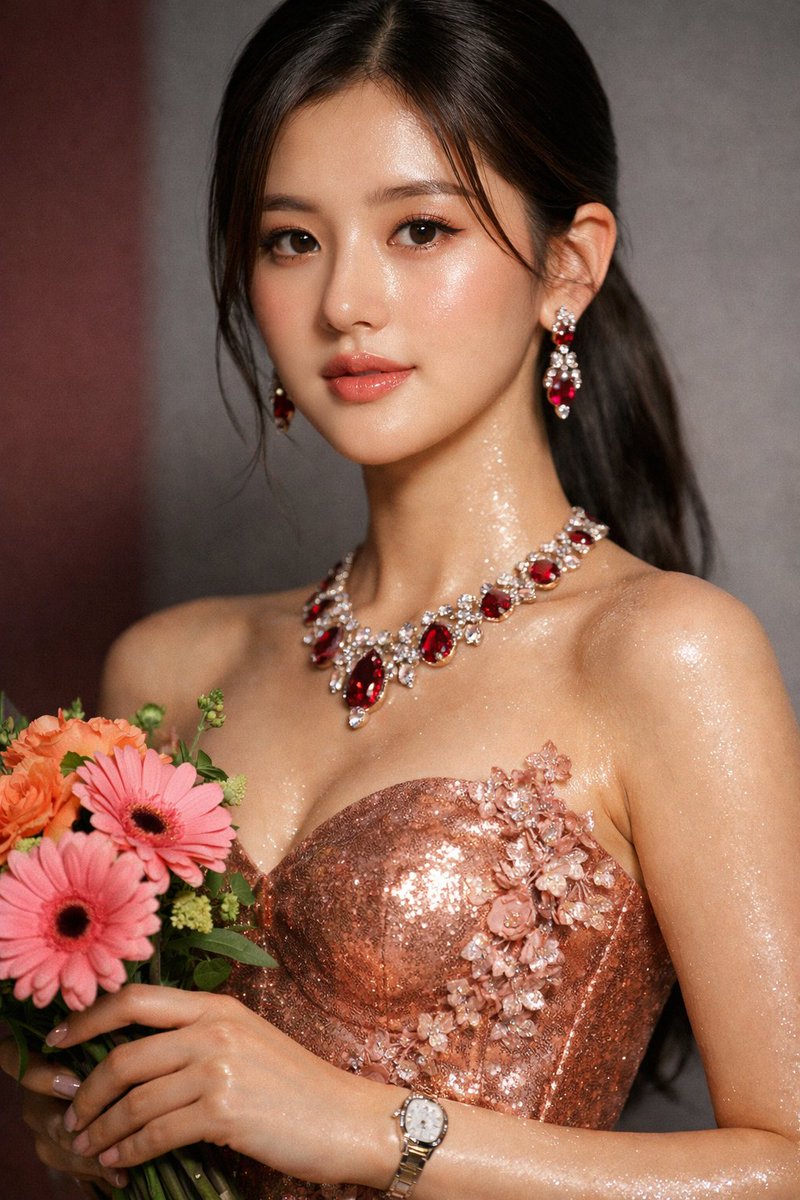 Macro Portrait of Zhao Lushi in Sequined Gown